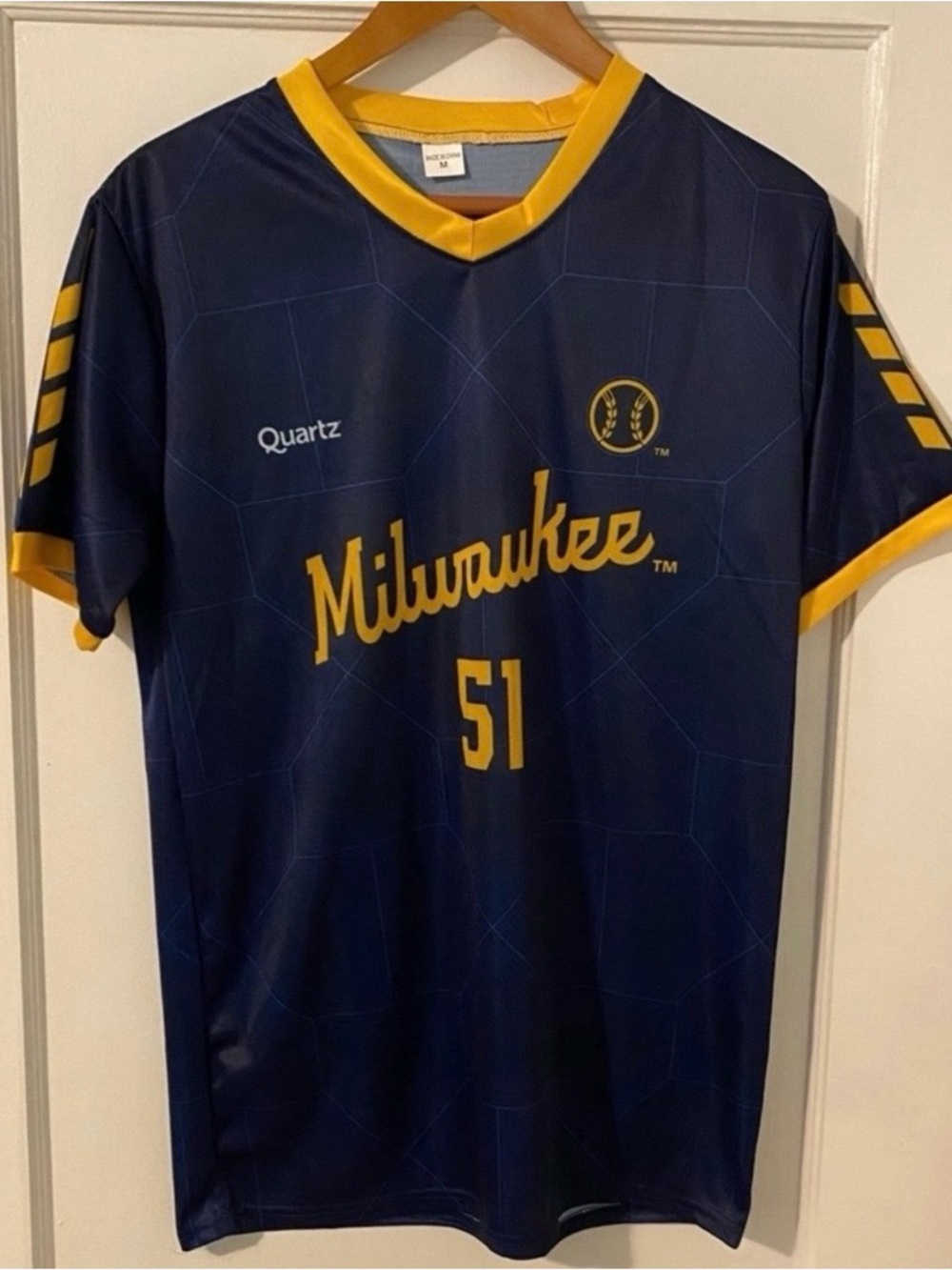 Milwaukee Brewers Freddy Peralta SGA Soccer Style Men’s Medium Jersey